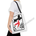 Load image into Gallery viewer, Pink and Orange Hummingbird with Modern Black Flowers Tote Bag 2 sizes