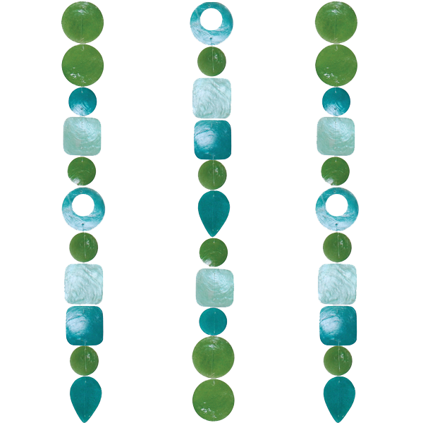 Tide Pool Teals Capiz Shell Wind Chimes Strands 72 Inches