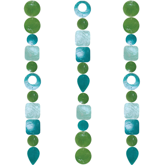 Tide Pool Teals Capiz Shell Wind Chimes Strands 72 Inches
