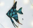 Load image into Gallery viewer, Coastal Elegance Decor handmade tropical angel fish ornament in shimmering blue and black resin on wood with gold trim