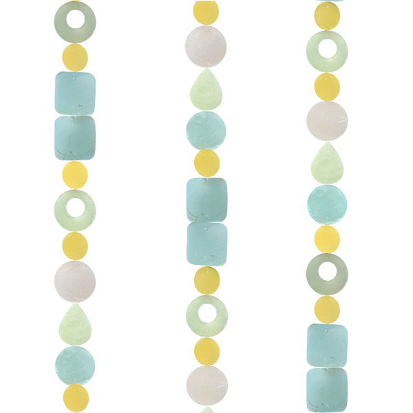 Soft Aqua Yellow and Ivory Capiz Shell Strand 72 Inches