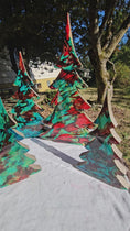 Charger et lire la vidéo dans la visionneuse de la galerie, Handmade Turquoise Christmas Trees Shelf Sitter with Red Resin and Gold Accents Multiple Sizes