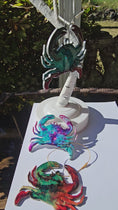 Charger et lire la vidéo dans la visionneuse de la galerie, Colorful Sparkly Small Crab Beachy Christmas Resin and Wood Ornament