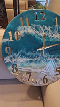 Load and play video in Gallery viewer, Large 19.5 Inch Standard Number Wall Clock -  Sandy Beach Design with Turquoise Ocean Waters