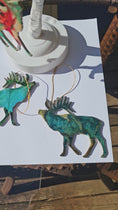 Charger et lire la vidéo dans la visionneuse de la galerie, Nature Themed Standing Elk Wood and Resin Ornaments