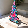 Load image into Gallery viewer, Handcrafted Contemporary Resin & Chunky Wood Christmas Trees Set - 3 Sizes with Gold Accents