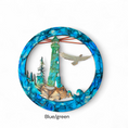 Charger l'image dans la visionneuse de la galerie, Unique Lighthouse Wall Art with Eagle and Tree Scene in Multiple Colors - 15.75" Round Framed Decor