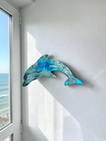 Load image into Gallery viewer, Handcrafted Resin & Wood Dolphin Silhouette Wall Art (15")