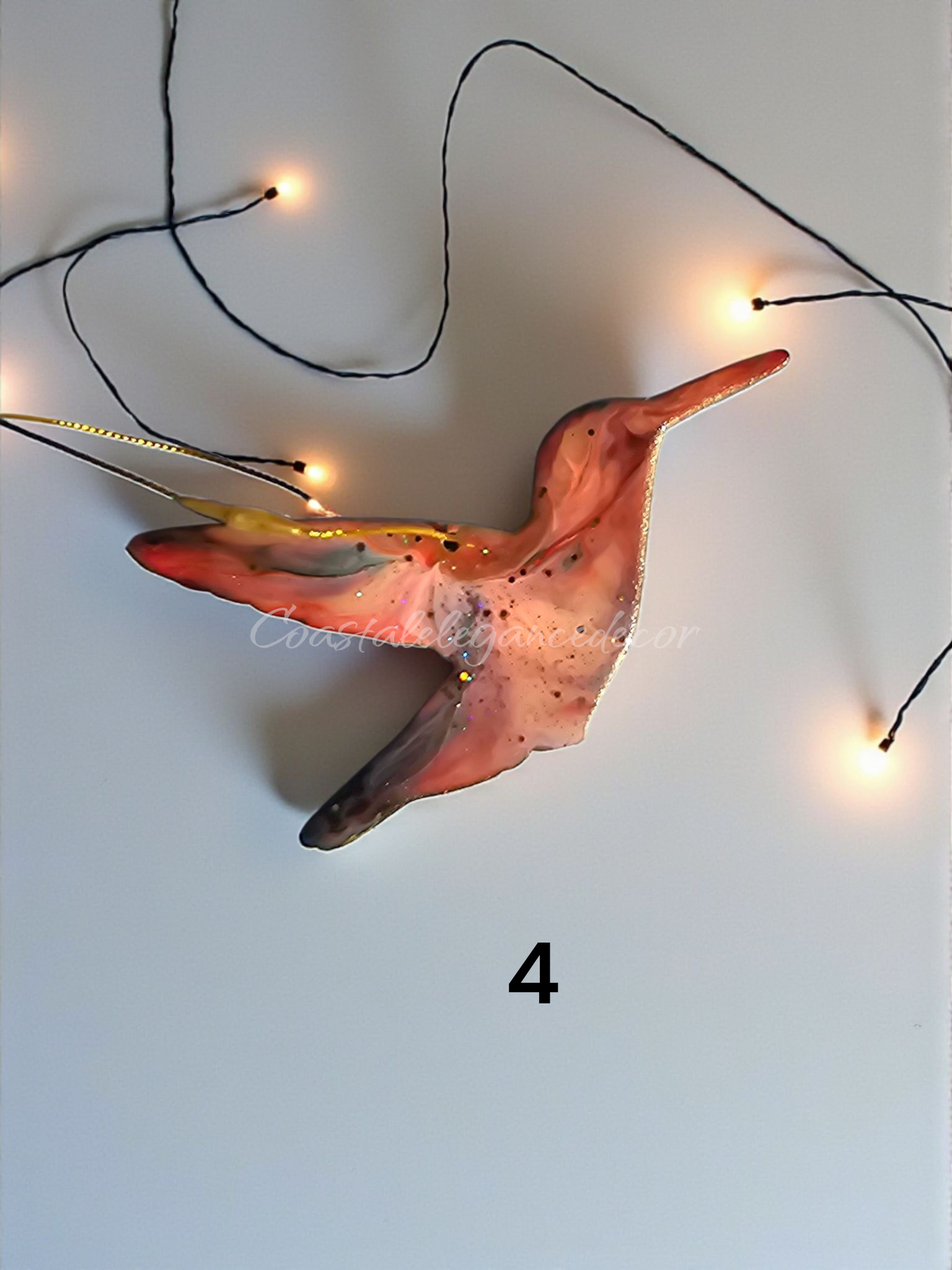 Sparkly Handmade Resin and Wood Hummingbird Christmas Ornaments