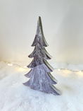 Charger l'image dans la visionneuse de la galerie, Contemporary Resin Pine Tree – Frosted Plum & Snowy Silver Overlay