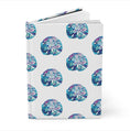 Load image into Gallery viewer, Close-up of the Beautiful Beachy Sand Dollar All Over Print Hardcover Journal, displaying the lined paper and the artistic sand dollar pattern.