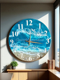 Load image into Gallery viewer, Large 19.5 Inch Standard Number Wall Clock -  Sandy Beach Design with Turquoise Ocean Waters