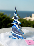 Charger l'image dans la visionneuse de la galerie, Contemporary Resin Tree – Cobalt Indigo & Silver Stripe Garland Accent
