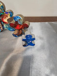 Charger l'image dans la visionneuse de la galerie, Handmade Blue Red Chunky Wood Gingerbread Men Christmas Decorations - 3 Sizes, Unique Resin Accents