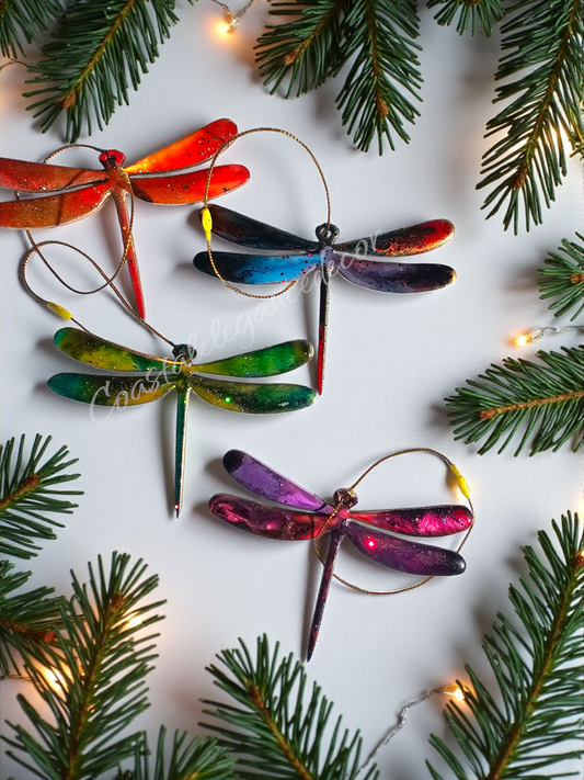 Handmade Nature Dragonfly Christmas Tree Keepsake Ornament Multiple Colors