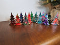 Charger l'image dans la visionneuse de la galerie, Unique handcrafted 5-Inch Christmas Trees with Colorful Resin and Wood, perfect for festive Holiday Tabletop Decor.
