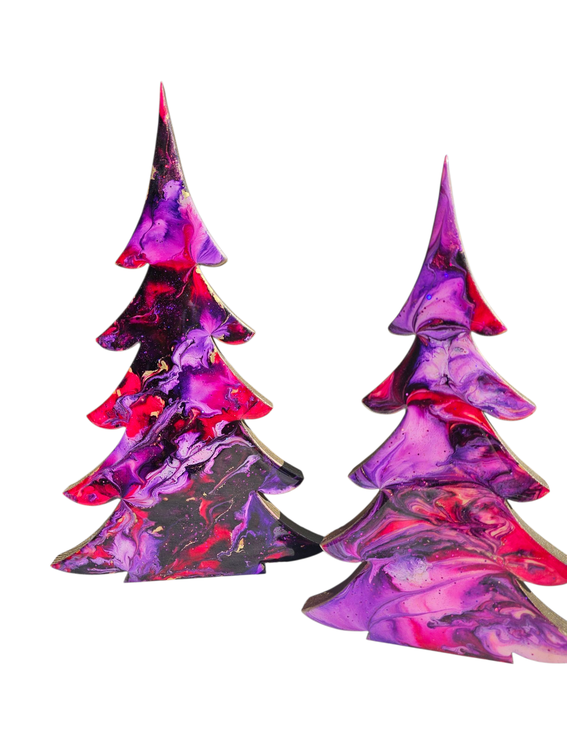 Christmas Trees with Branches Holiday Mantelpiece 3 Sizes Purple & Pink