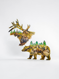 Charger l'image dans la visionneuse de la galerie, Wildlife Bear with Forest Trees Wood Resin Cabin Wall Decor Handmade