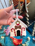 Load image into Gallery viewer, Personalized Keepsake Modern Christmas Dog House Sparkly Ornament