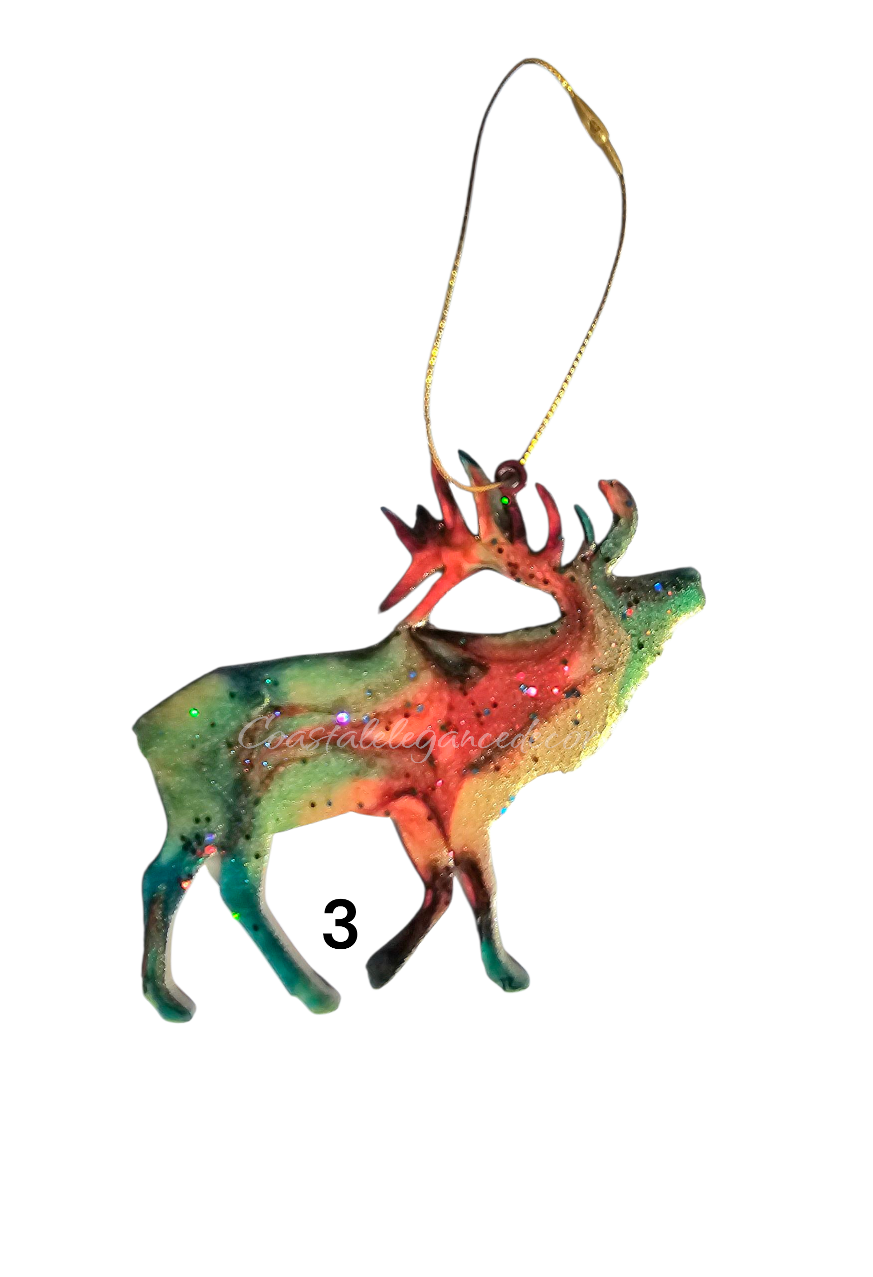 Nature Themed Standing Elk Wood and Resin Ornaments