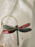 Load image into Gallery viewer, Close-up of a Handmade Nature Dragonfly Christmas Tree Keepsake Ornament featuring glitter and metallic accents.