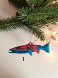 Load image into Gallery viewer, NW Salmon Fish Christmas Resin and Wood Ornament