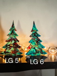 Charger l'image dans la visionneuse de la galerie, Handmade Turquoise Christmas Trees Shelf Sitter with Red Resin and Gold Accents Multiple Sizes