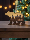 Load image into Gallery viewer, Personalized Two Layer Contrasting Wood MDF Forest Bear Ornament