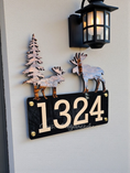 Charger l'image dans la visionneuse de la galerie, Custom 3D Moose & Forest Address Sign | Wilderness Layered Acrylic House Numbers