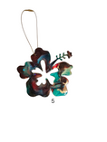 Load image into Gallery viewer, Hibiscus Tropical Flower Colorful Christmas Resin and Wood Ornament