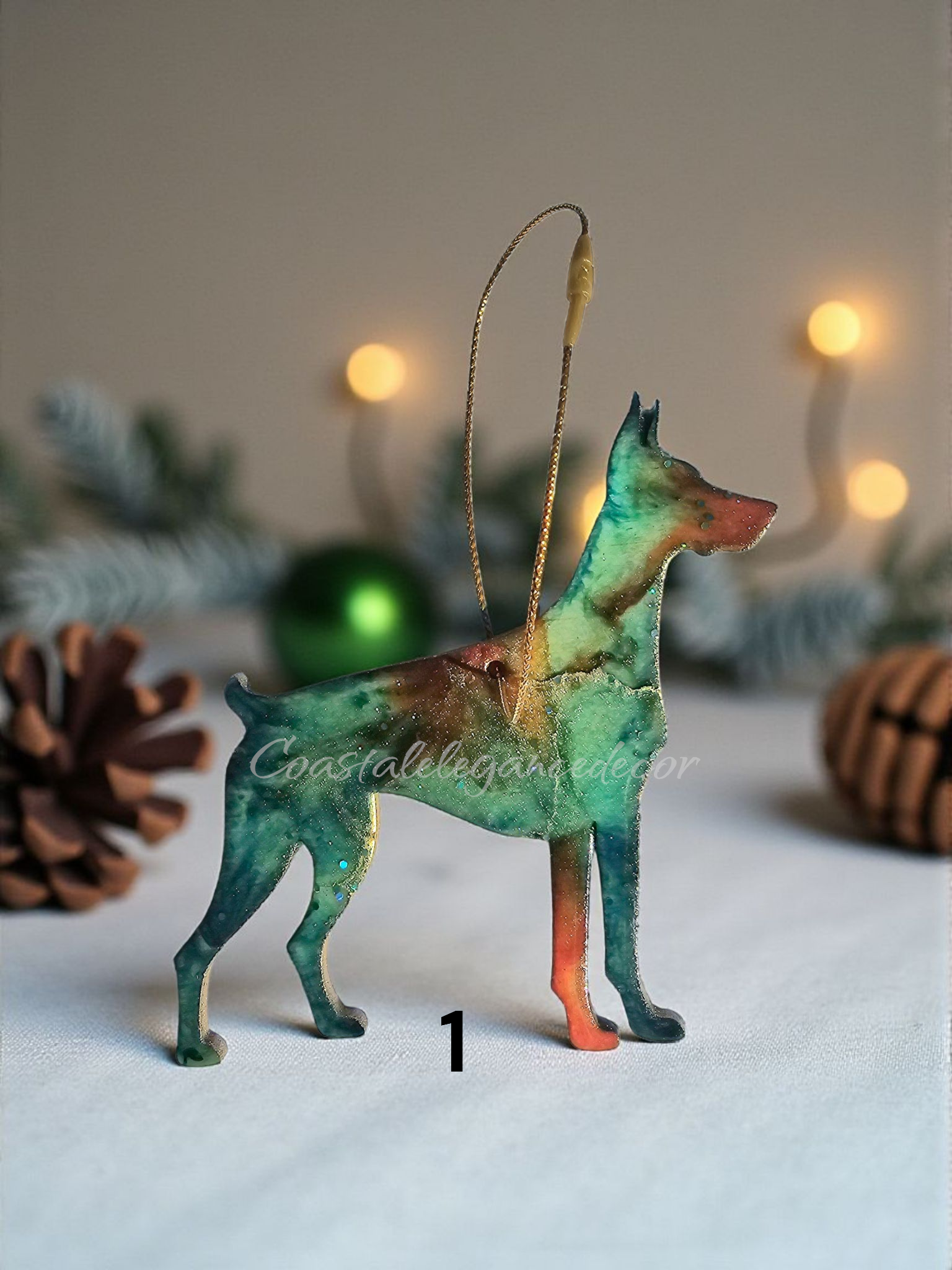 Doberman Pincer Dog Handmade Christmas Ornaments