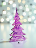 Charger l'image dans la visionneuse de la galerie, Handmade Purples and Fuchsia Resin Wood Christmas Trees Holiday Mantelpiece in Lg size 12" by Coastal Elegance Decor.