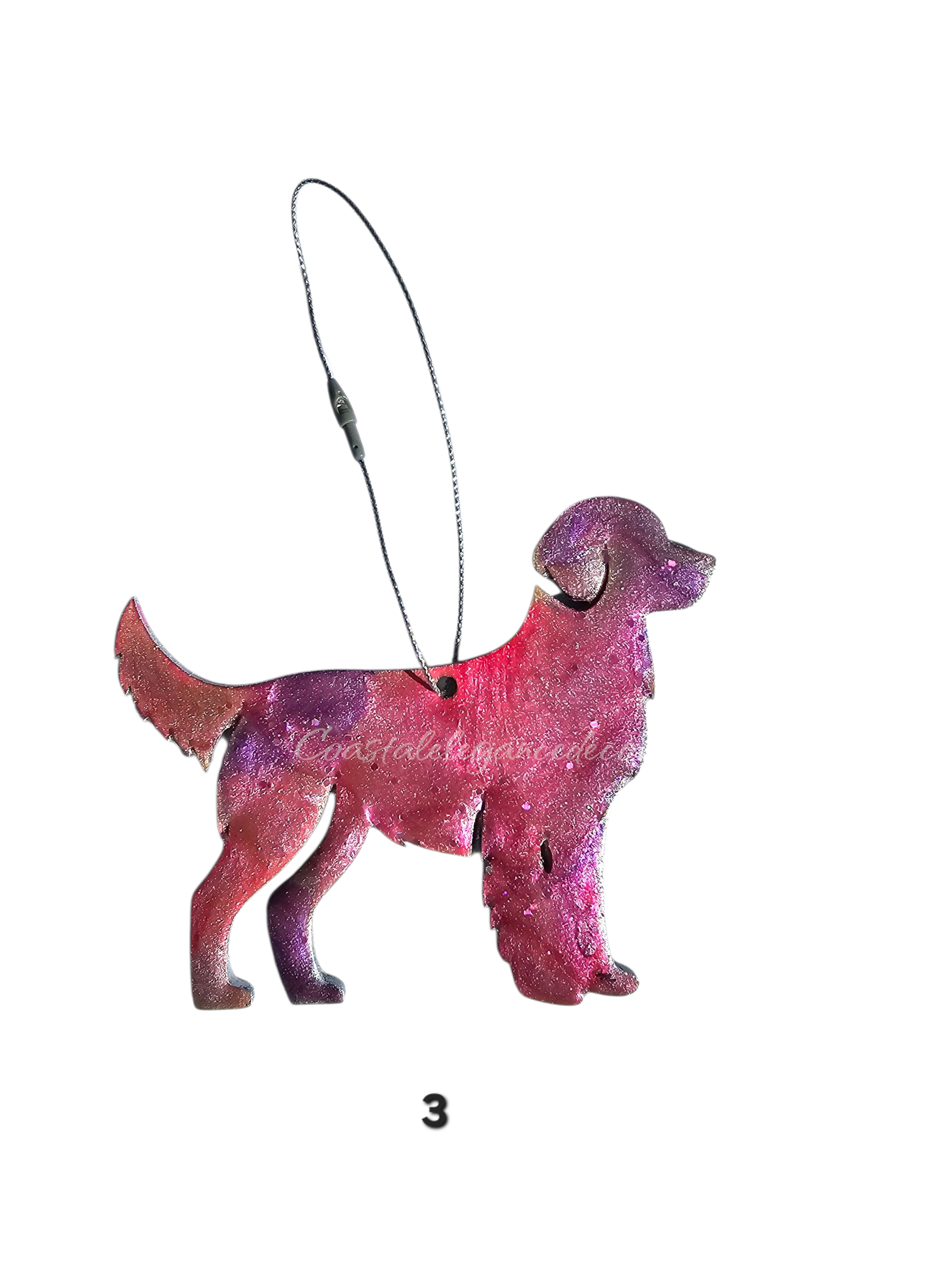 Christmas Golden Retriever Dog Resin and Wood Handmade Ornaments