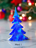 Charger l'image dans la visionneuse de la galerie, Handmade Sapphire Blue Wood Christmas Trees Holiday Shelf Sitter