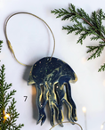 Charger l'image dans la visionneuse de la galerie, Indigo with gold handmade resin jellyfish Christmas ornament