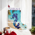 Load image into Gallery viewer, Personalized Large Christmas Stocking - Beach Mermaid Design for Coastal Holiday Decor