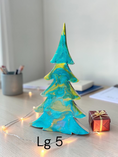 Load image into Gallery viewer, Handcrafted Tabletop Christmas Tree | Luxury Statement Piece | Tealish-Turquoise Blue, Green & Silver