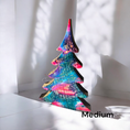 Load image into Gallery viewer, Handcrafted Contemporary Resin & Chunky Wood Christmas Trees Set - 3 Sizes with Gold Accents