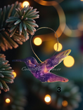 Charger l'image dans la visionneuse de la galerie, Sparkly Handmade Resin and Wood Hummingbird Christmas Ornaments