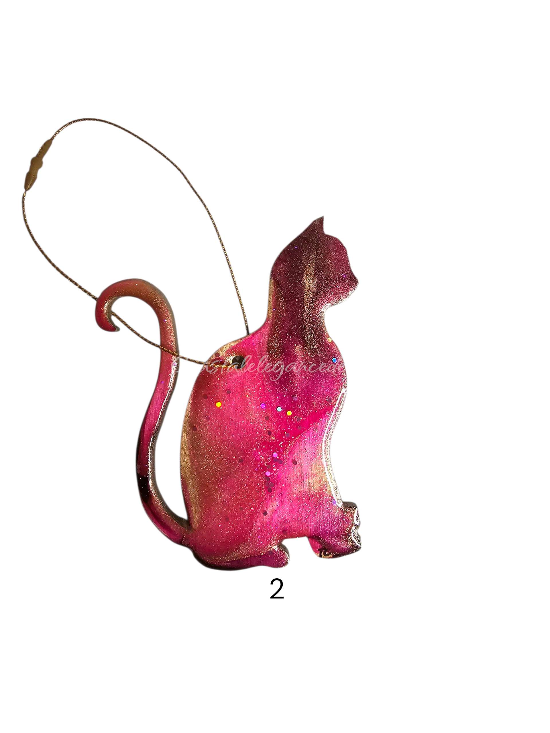 Resin and Wood Colorful Kitty Cat Christmas Ornaments