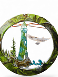 Load image into Gallery viewer, Original Lighthouse & Coastal Landscape Round Wall Art (15.75")