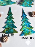 Charger l'image dans la visionneuse de la galerie, Handcrafted Gemtone Blue and Green Tabletop Christmas Trees with Shimmer Multiple Sizes