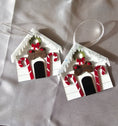 Load image into Gallery viewer, Personalized Keepsake Modern Christmas Dog House Sparkly Ornament