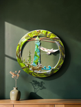 Load image into Gallery viewer, Original Lighthouse & Coastal Landscape Round Wall Art (15.75")