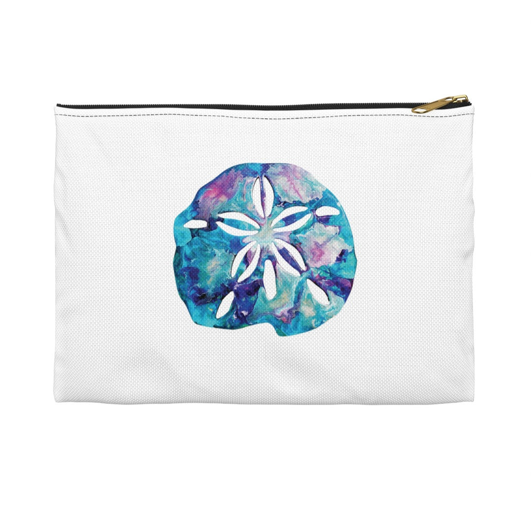 Original Art Print Blue Sand Dollar Art Accessory Pouch - Durable Cosmetic & Travel Bag, Two Sizes