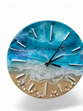 Load image into Gallery viewer, Handmade 12" Soft Turquoise Ocean Resin Wall Clock – Pastel Wave Art