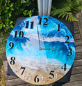 Load image into Gallery viewer, Ocean Blues 19.5 Inch Round Wall Clock With Real Beach Sand, Seashells, and Resin Waves