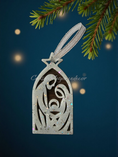 Load image into Gallery viewer, Silver Glitter Layered Angels or Nativity Ornaments - Handcrafted Christmas Decor
