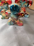 Load image into Gallery viewer, Chunky Wood with Resin Handmade Gingerbread Men Christmas Decorations Slate Blue and Red 3 Sizes