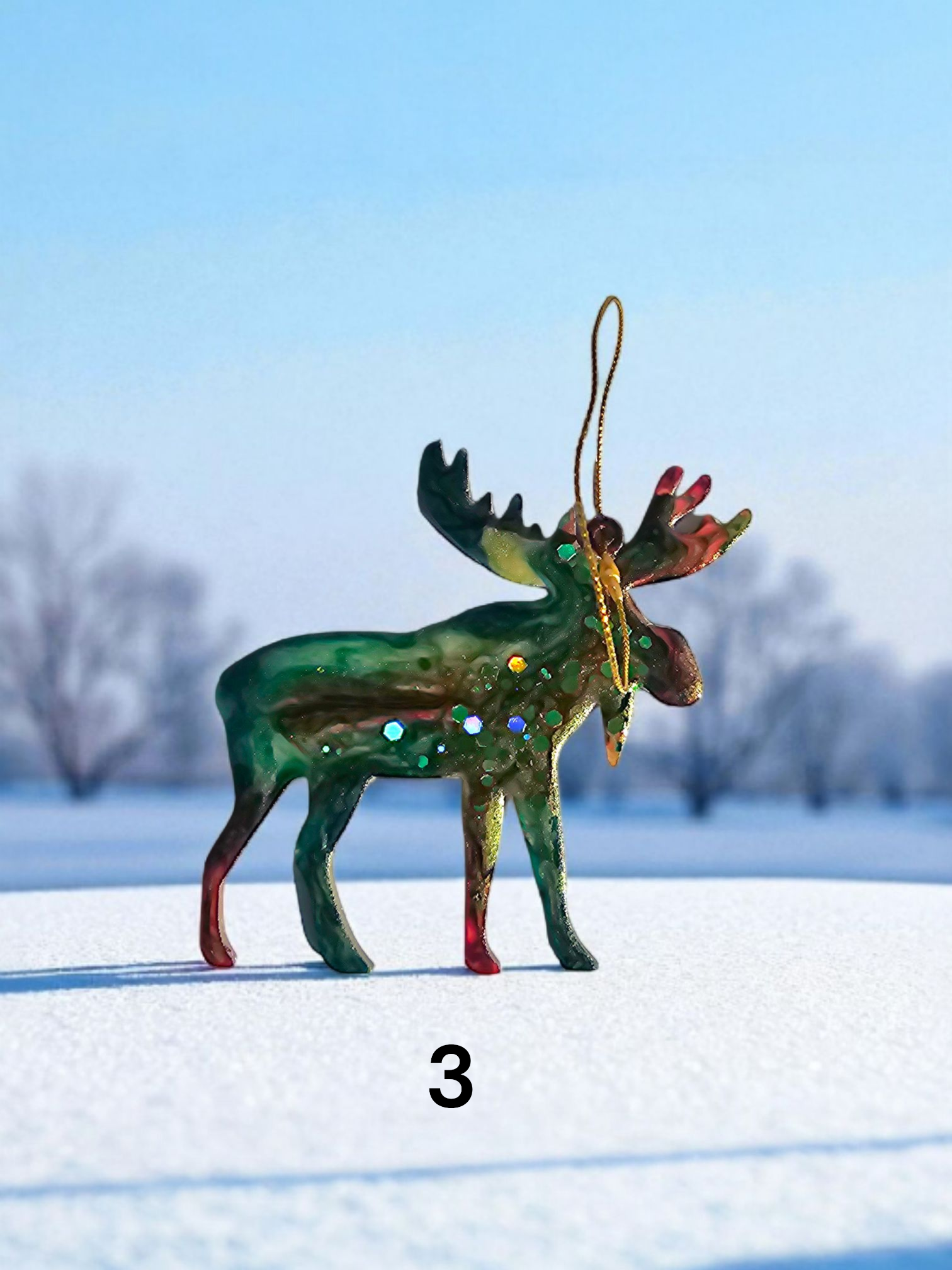 Woodlands Resin and Wood Standing Moose Ornaments